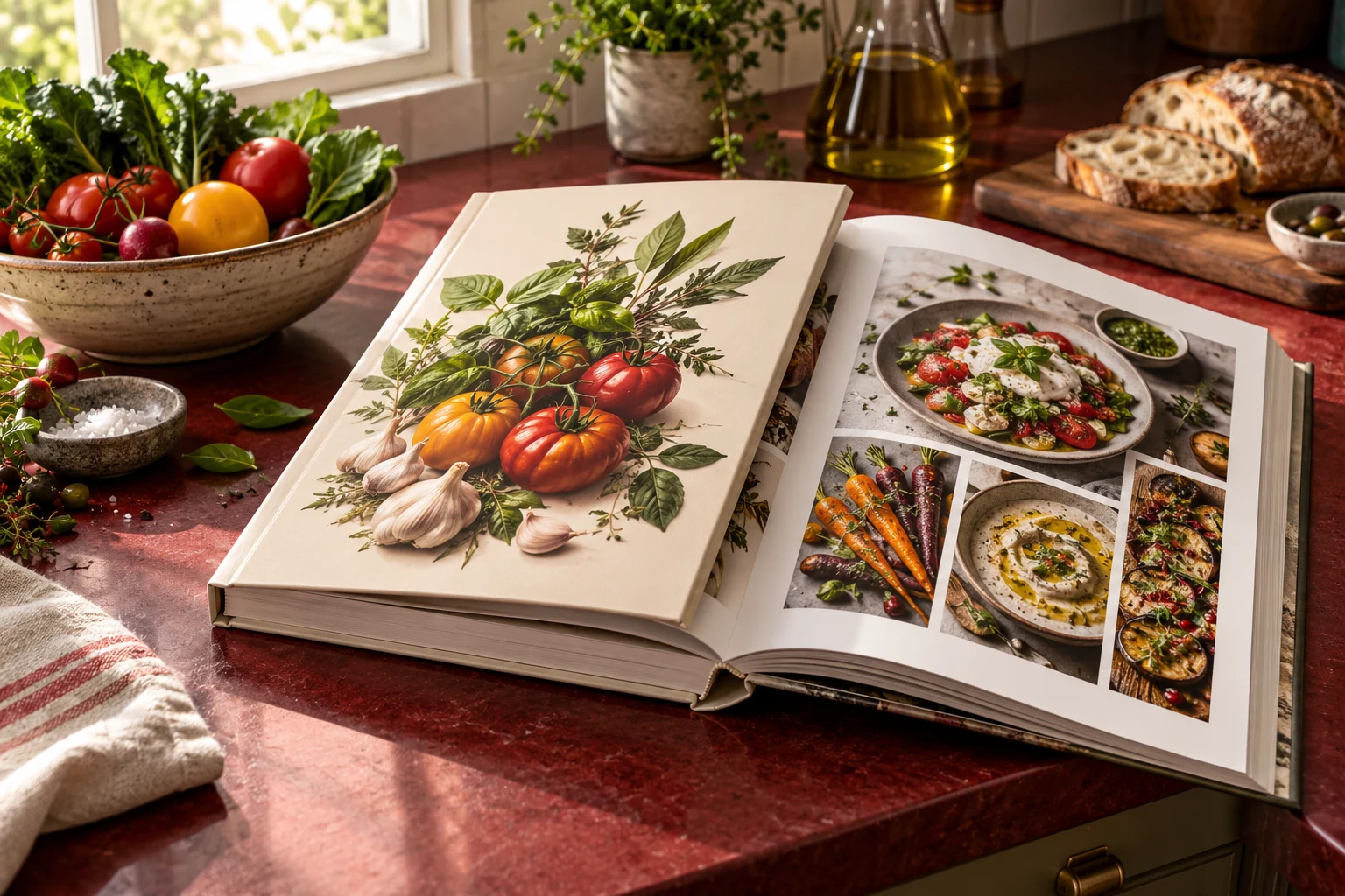 Recetario realista con fotografías de platos